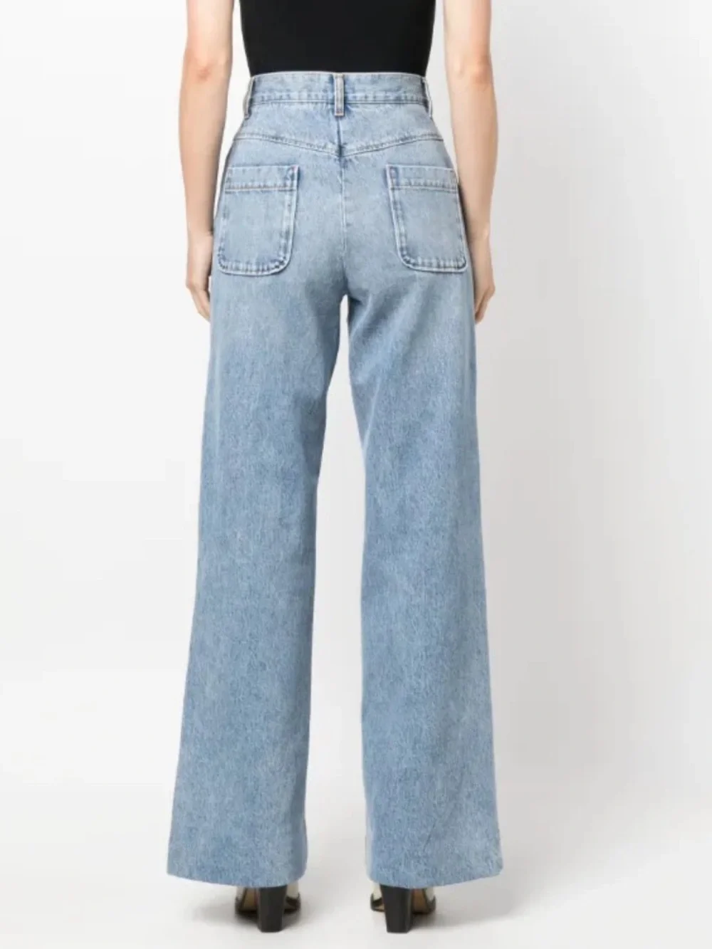 SANDRO High-Waist Wide-Leg Light Blue Jeans - Picture 9 of 17